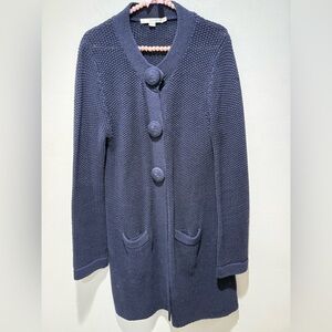 Boden Heavyweight Crochet Button Cardigan in Navy Size 10